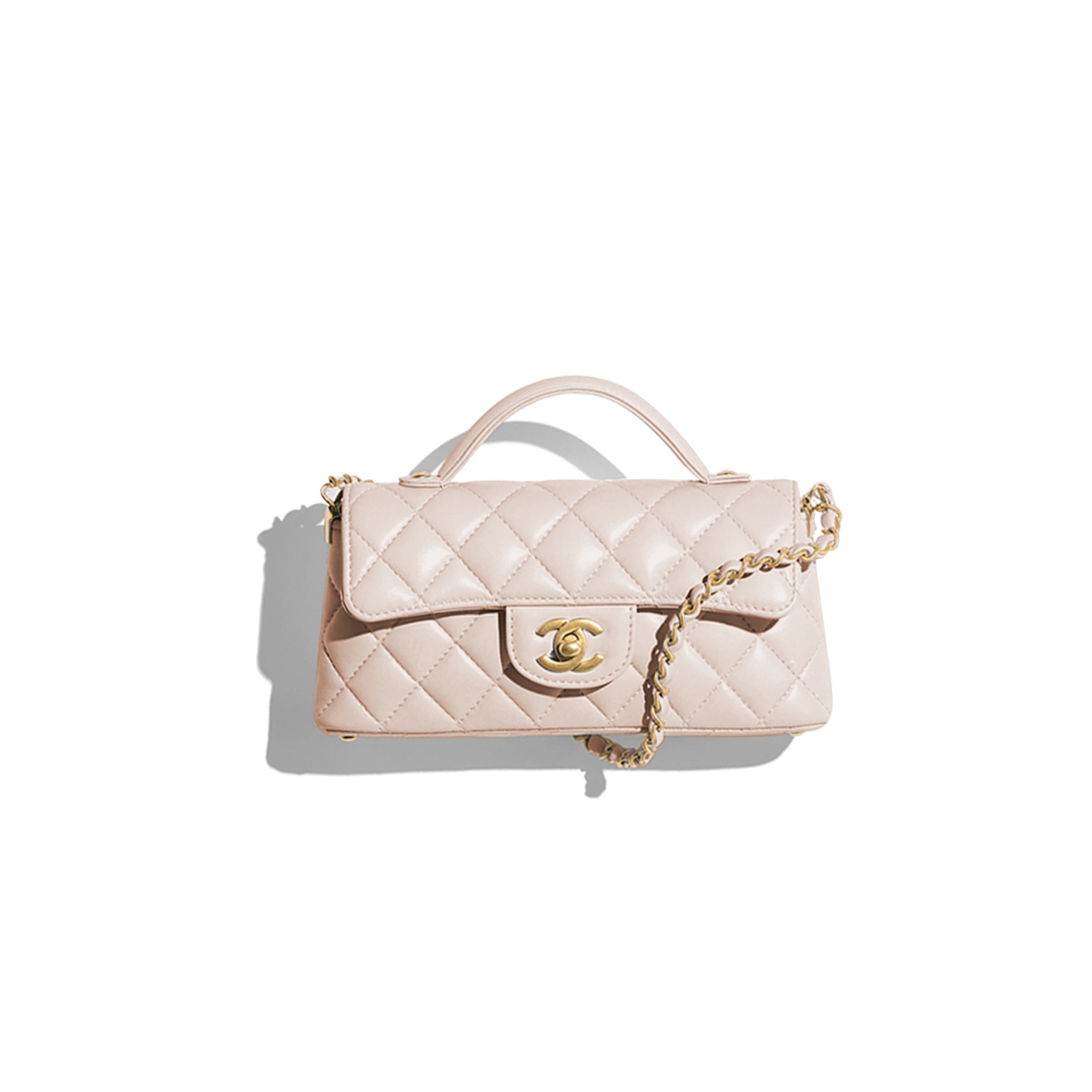 CHANEL MINI FLAP BAG WITH TOP HANDLE LAMBSKIN & GOLD-TONE METAL AS5354 (20*14*5.5cm)